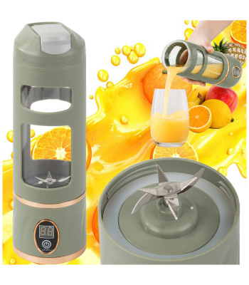 Bezvadu smūtiju blenderis-pudele, zaļš, USB, 450 ml
