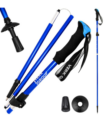 Saliekama un regulējama pārgājienu nūja, zila, 1 gab., 36,5cm–135cm