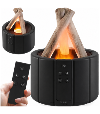 USB gaisa mitrinātājs un aromāta difuzors ar RGB LED un kamīna liesmas efektu, 20cm x 15cm