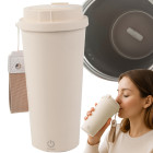 Pašmaisāma termokrūze no nerūsējošā tērauda ar USB, bēša, 350 ml, 19 × 9 cm