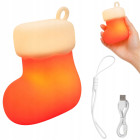 Silikona Ziemassvētku zeķes formas LED lampiņa, USB, 3 gaismas režīmi, 7 × 7 × 5 cm