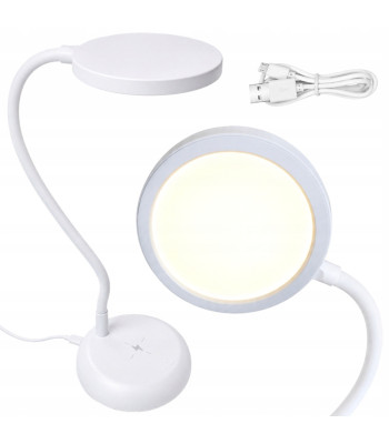 Balta LED galda lampa ar skārienvadību un USB-C