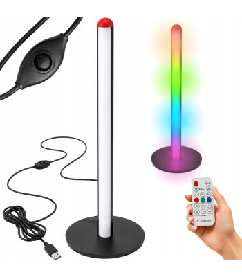 RGB LED grīdas lampa ar tālvadības pulti, melna, USB, 7 krāsas, 50 cm