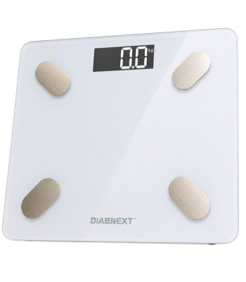 Elektroniskie vannas istabas svari, balti, stikla, ar LCD displeju, Slim Fit, 180 kg