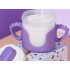 Bērnu krūze ar pretizlīšanas sistēmu, silikona rokturiem un salmiņu, violeta, 300 ml
