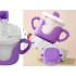 Bērnu krūze ar pretizlīšanas sistēmu, silikona rokturiem un salmiņu, violeta, 300 ml