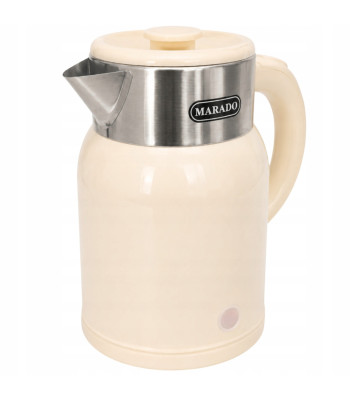 Elektriskā retro tējkanna, bēša, no nerūsējošā tērauda, bezvadu, 1500W, 1,4L