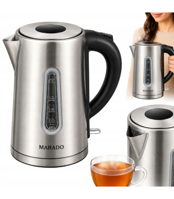 Elektriskā tējkanna no nerūsējošā tērauda, sudrabmelna, 1,7 l, 1850–2200 W