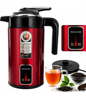 Elektriskā bezvadu tējkanna, termosa tipa, klusa, sarkana, 3,5 l, 1500 W