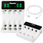 Akumulatoru lādētājs AA/AAA ar USB-C un LCD displeju, Maxday, C704Y4, 8,6 × 6,8 × 2,7 cm