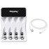 Akumulatoru lādētājs AA/AAA ar USB-C un LCD displeju, Maxday, C704Y4, 8,6 × 6,8 × 2,7 cm