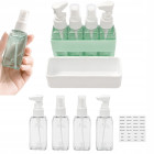 Ceļojumu kosmētikas pudelīšu komplekts ar organizatoru un uzlīmēm, 4 × 50 ml
