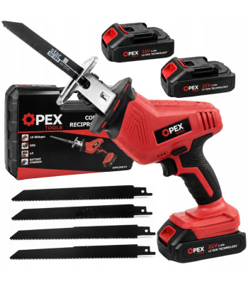 Akumulatora zobenzāģis ar 2 akumulatoriem, 4 zāģa asmeņiem un koferi, OPEX TOOLS OPX28013