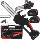 Akumulatora ķēdes zāģis OPEX TOOLS ar diviem akumulatoriem un koferi, OPX28014, 12″