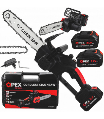 Akumulatora ķēdes zāģis OPEX TOOLS ar diviem akumulatoriem un koferi, OPX28014, 12″