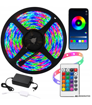 RGB LED lente ar tālvadības pulti, lietotni un Music Sync, 10 m, 12 V, 5050RGB