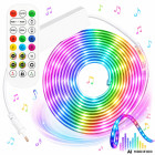 Neona LED lente ar Bluetooth, lietotni un tālvadības pulti, RGB, ūdensizturīga lietošanai telpās un ārā, 10 m