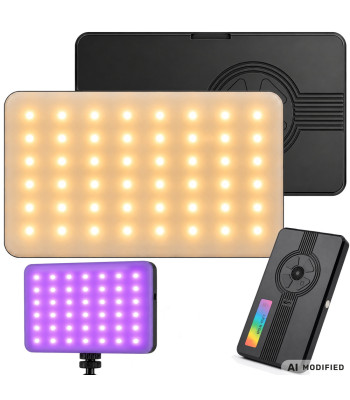 Kabatas LED RGB-W fotografēšanas lampa ar 138 LED, 2700K–6500K, 12cm x 7cm x 2cm