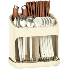 Galda piederumu žāvētājs un virtuves piederumu organizators ar notekpaplāti, bēšs, 17 × 17 × 12,5 cm