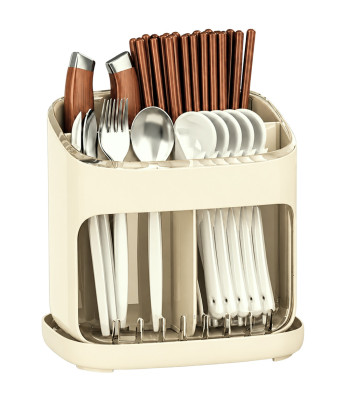 Galda piederumu žāvētājs un virtuves piederumu organizators ar notekpaplāti, bēšs, 17 × 17 × 12,5 cm