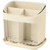 Galda piederumu žāvētājs un virtuves piederumu organizators ar notekpaplāti, bēšs, 17 × 17 × 12,5 cm