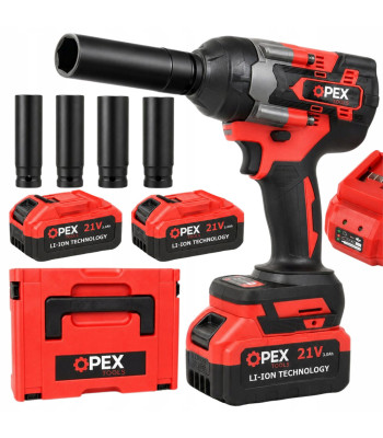 Akumulatora triecienatslēga OPEX TOOLS ar bezsuku motoru, uzgaļiem un koferi, 700 Nm, 21V, 2 × 3.0 Ah, OPX28038