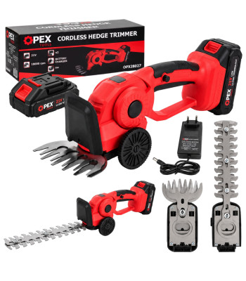 Akumulatora dārza šķēres 2 vienā zālei un dzīvžogam OPEX TOOLS OPX28027, 21 V