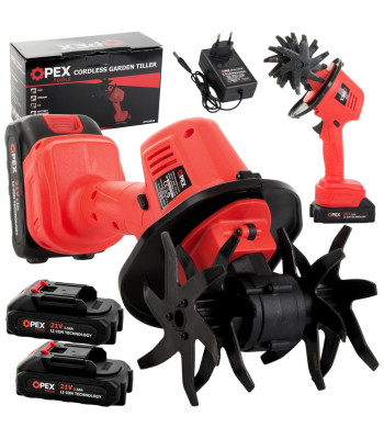 Akumulatora mini kultivators OPEX TOOLS ar 2 akumulatoriem, OPX28030, 21V, 127mm