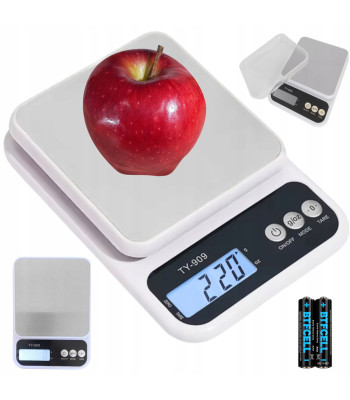 Elektroniskie virtuves svari ar bļodu, balti, ar tarēšanas funkciju, 5kg, 1g