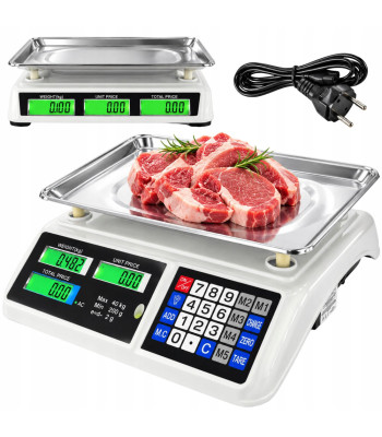 Elektroniskie tirdzniecības svari ar cenas aprēķinu, bezvadu, 40 kg, 2 g