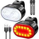 Uzlādējamu LED velosipēda lukturu komplekts — priekšējais un aizmugurējais
