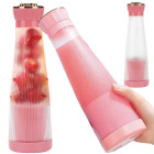 Pārnēsājamais bezvadu smūtiju blenderis ar USB uzlādi, rozā, 400 ml