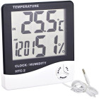 Digitālais LCD termometrs iekštelpu un āra temperatūras un gaisa mitruma mērīšanai, ar pulksteni, datumu un modinātāju