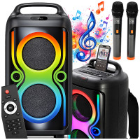 Pārnēsājams bezvadu skaļrunis ar Bluetooth, FM radio un karaoke funkciju, 55 × 26 × 25 cm