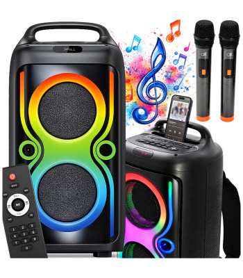 Pārnēsājams bezvadu skaļrunis ar Bluetooth, FM radio un karaoke funkciju, 55 × 26 × 25 cm