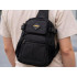 Vīriešu jostas soma pār plecu (crossbody) ar vairākām kabatām, melna