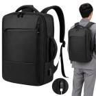 Vīriešu biznesa mugursoma klēpjdatoram ar USB pieslēgvietu, melna, 33 × 47 × 13 cm