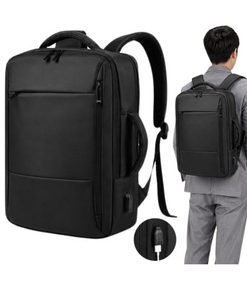 Vīriešu biznesa mugursoma klēpjdatoram ar USB pieslēgvietu, melna, 33 × 47 × 13 cm