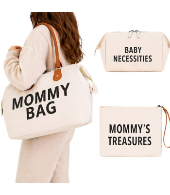 Māmiņu soma Mommy Bag, 3-in-1 komplekts ar organizatoru un kosmētikas somiņu, liela