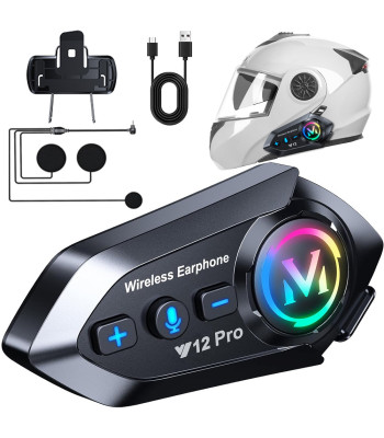 Motocikla Bluetooth interkoms ar balss asistentu Y12 Pro