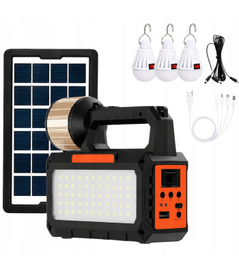 Saules kempinga lampa-lukturis ar LED, FM radio, Bluetooth un 3 spuldzēm, BLT