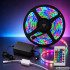 RGB LED lente ar tālvadības pulti, lietotni, Music Sync un barošanas bloku, 10 m, 12 V, 2835RGB