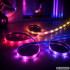 RGB LED lente ar tālvadības pulti, lietotni, Music Sync un barošanas bloku, 10 m, 12 V, 2835RGB