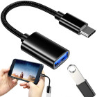 USB-C–USB-A 3.0 OTG adapteris ar pītu kabeli, 11 cm