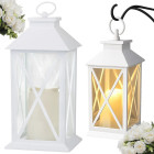 Dekoratīva LED laterna ar elektrisko sveci, balta, 28cm x 14cm x 14cm