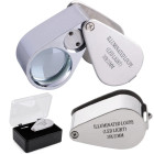 Salokāma kabatas juvelieru lupa ar 2 LED, 30x, 21mm