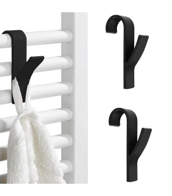 Āķi radiatoram dvieļiem, 2 gab., melni, 9,5 x 2,5 x 6 cm