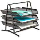 Melns metāla dokumentu organizators ar 3 atvilktnēm A4 formāta dokumentiem, 27 × 29 × 35 cm