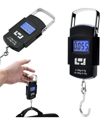Elektroniskie piekaramie makšķerēšanas un bagāžas svari ar LCD displeju, 50 kg