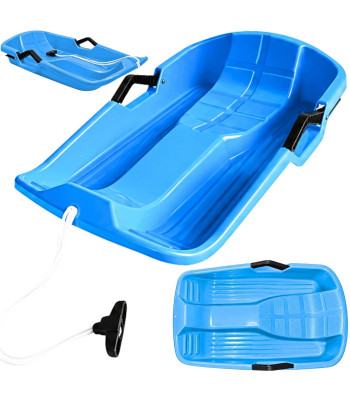 Plastmasas sniega ragavas ar atzveltni, bremzēm un rokturiem, 64cm × 40cm × 13,5cm